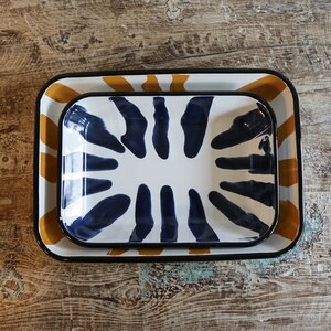 A Little Color Blue Big Meze Plate & Yellow Serving Tray