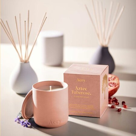 Aery Living Aztec Tuberose Scented Candle - Peach Almond Milk & Tuberose