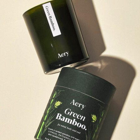 Aery Living Green Bamboo Scented Candle - Cypress Patchouli & Orange