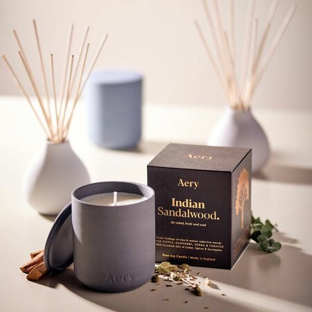 Aery Living Indian Sandalwood Scented Candle - Pepper Raspberry & Tonka