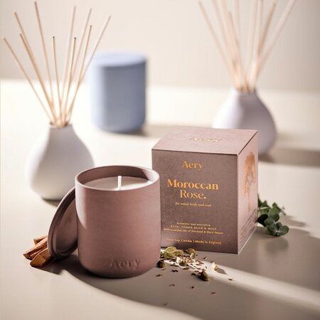 Aery Living Moroccan Rose Scented Candle - Rose Tonka & Musk