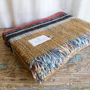 All Wool Mustard Striped Picnic Rug