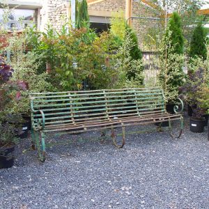 Antique Four Seater Green Bench