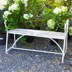 Antique White Bench with Curved Armrests