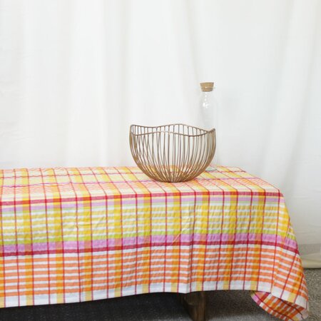 Apricot Seersucker Tablecloth 50x70"