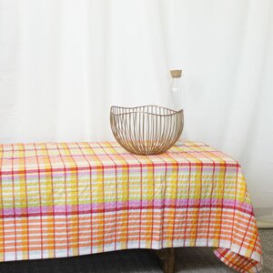 Apricot Seersucker Tablecloth 50x90"