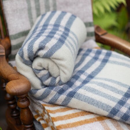 Beetham Nurseries Lifestyle Hex Check Throw in Blue Slate