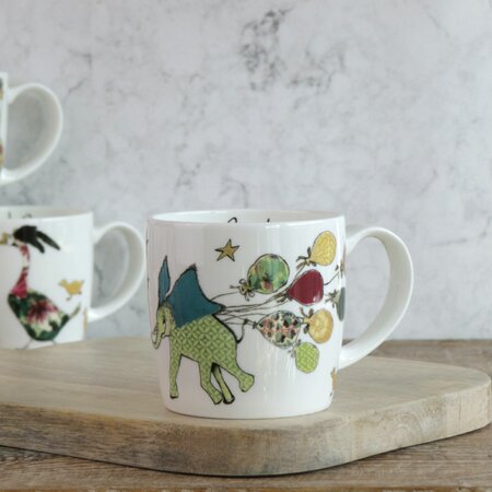 Birthday Parade Elephant Mug by Anna Wright