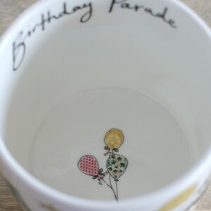 Birthday Parade Elephant Mug by Anna Wright