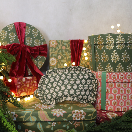 Blockprint Eye Mask in Forest