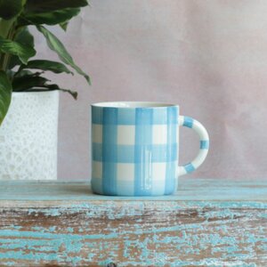 Blue Gingham Mug