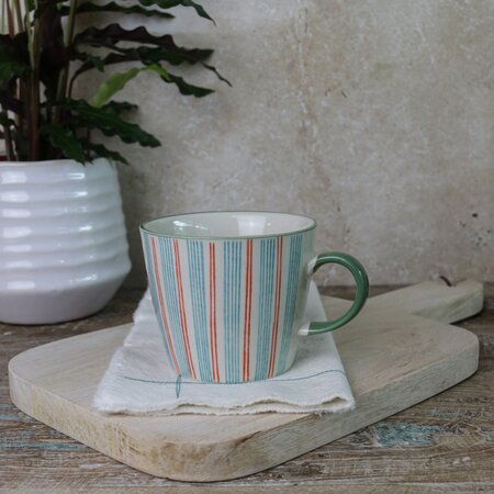 Blue Stripy Stoneware Mug