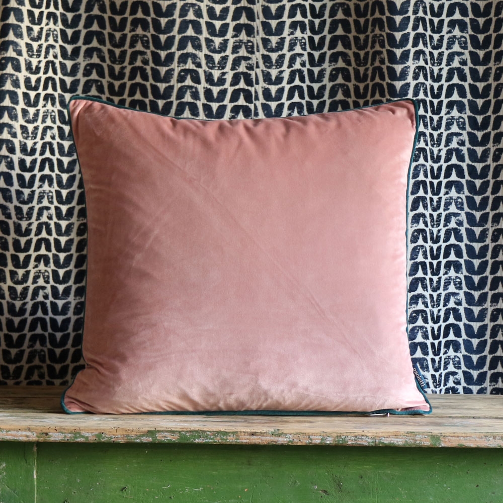 Blush Teal Velvet Feather Filled Cushion 55x55cm Beetham Nurseries