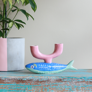 Bon Appetit Fish Ceramic Candle Holder