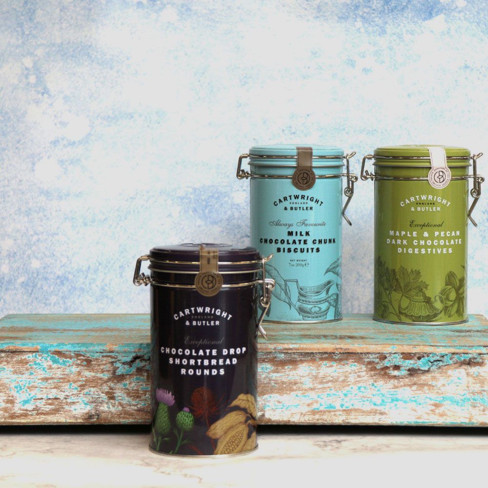 Cartwright Butler Chocolate Drop Shortbread Rounds Tin Beetham Nurseries