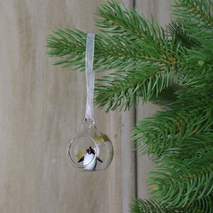 Clear & Gold Star Glass Bauble with Penguin