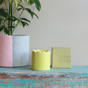 Contemporary Kiln Scalloped Yellow Candle - Lemon & Lavender