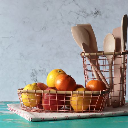 Copper Wire Rectangular Basket