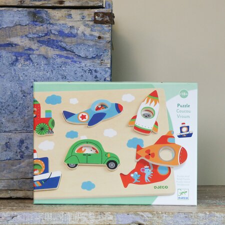 Coucou Vroom Wooden Puzzle by Djeco