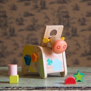 Wooden Cow Shape Sorter Wooden Toy - image 1