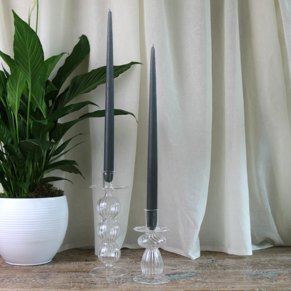 Dark Grey Taper Dinner Candles (Pack of 2) Beetham Nurseries