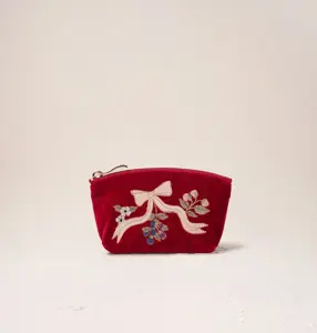 Elizabeth Scarlett Berries & Bows Velvet Coin Purse in Rouge