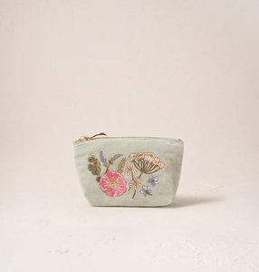 Elizabeth Scarlett Coin Purse Pressed Flowers Sage Green