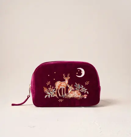Elizabeth Scarlett Enchanted Woodland Ruby Velvet Makeup Bag