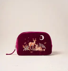 Elizabeth Scarlett Enchanted Woodland Ruby Velvet Makeup Bag