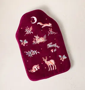 Elizabeth Scarlett Enchanted Woodland Velvet Hot Water Bottle Ruby