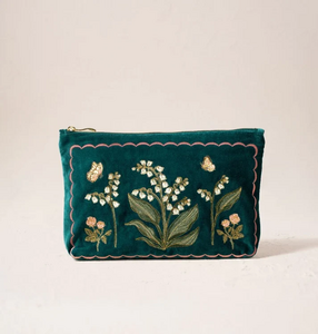 Elizabeth Scarlett Everyday Pouch Lily of the Valley in Emerald Green