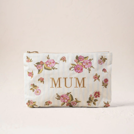 Elizabeth Scarlett Floral Bouquet Stripe Mum Printed Everyday Pouch