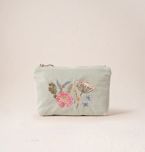 Elizabeth Scarlett Mini Pouch Pressed Flowers Sage Green