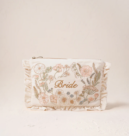 Elizabeth Scarlett Pressed Flowers Bride Frill Pouch Cream