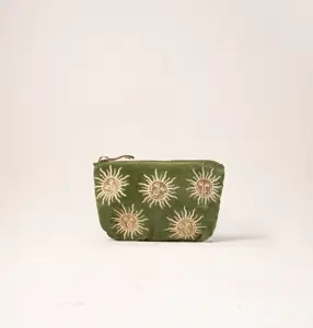 Elizabeth Scarlett Sun Goddess Velvet Coin Purse in Fern Green
