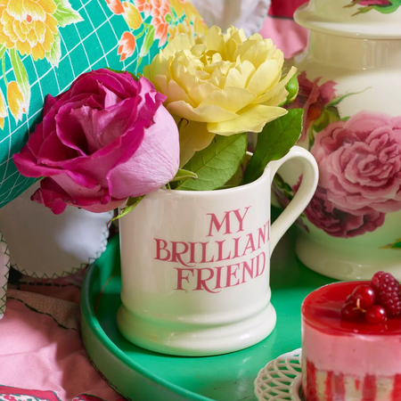 Emma Bridgewater Pink Toast My Brilliant Friend 1/2 Pint Mug