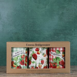 Emma Bridgewater Strawberries Set of 3 Round Tin Caddies