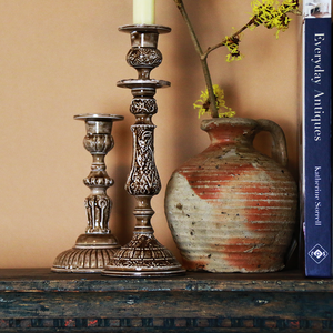 Enamel Candlestick large - Chocolate