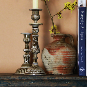 Enamel Candlestick large - Taupe