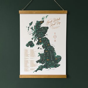 Great British Road Trip A3 Map Checklist by Oldfield Design Co