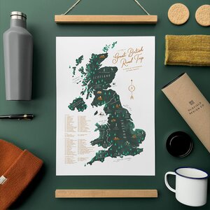 Great British Road Trip A3 Map Checklist by Oldfield Design Co