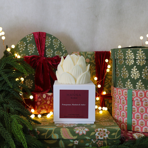 Hanna Home Lotus Candle Boxed - Pomegranate, Mandarin & Amber