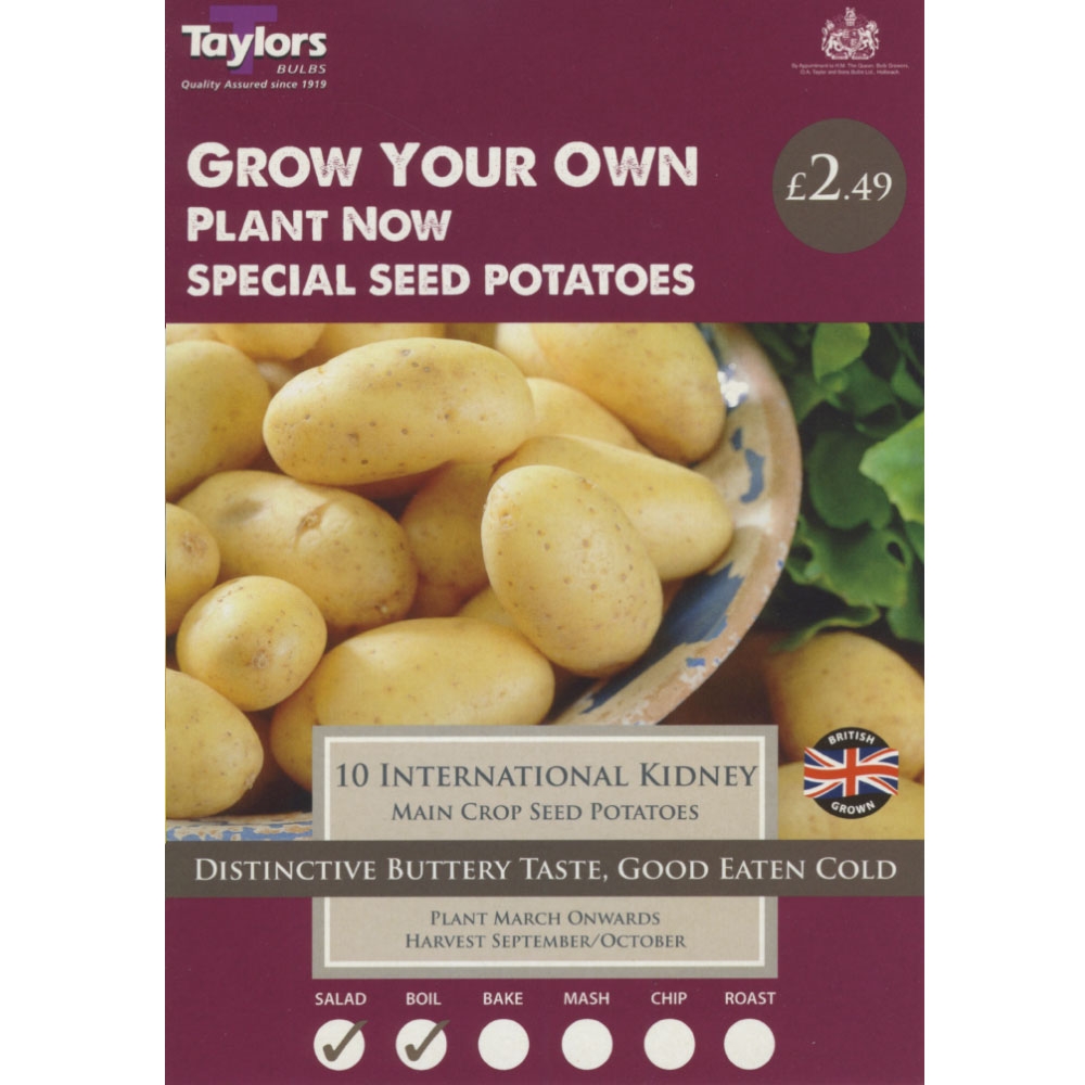 International Kidney Main Crop Seed Potatoes (pack of 10 Tubers) Beetham Nurseries