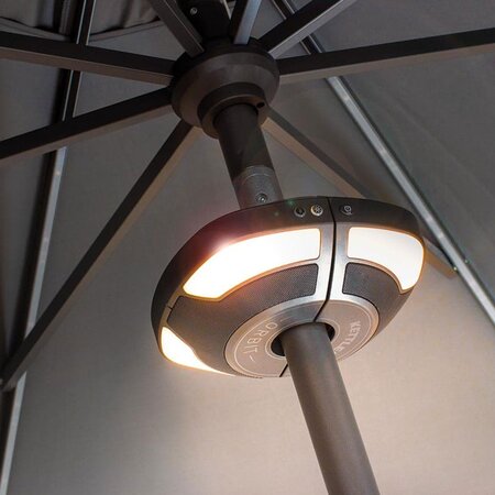 Kettler 3.3m Free Arm Taupe Parasol with LED Lighting & Wireless Speaker