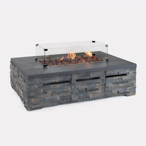 Kettler Kalos Square Stone Coffee Table Fire Pit 132 x 85cm