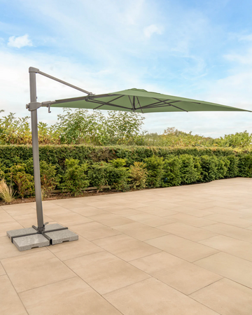 Kettler Luna 3M Square Cantilever Parasol with Granite Base in Meadow Green