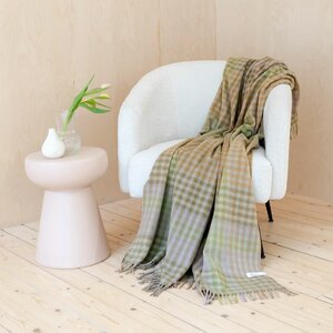 Lilac Grid Micro Gingham Recycled Wool Blanket by Tartan Blanket Co.
