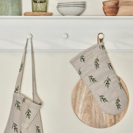 Linen Olive Branches Oven Mitt by Sophie Allport