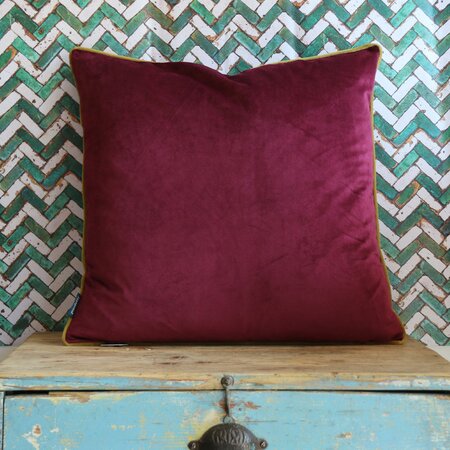 Maroon Moss Velvet Feather Filled Cushion 55x55cm