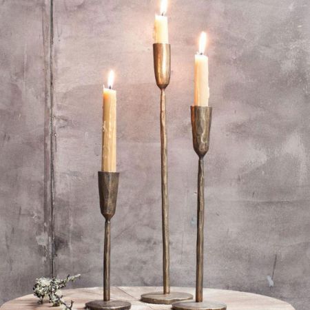 Mbata Medium Brass Candlestick